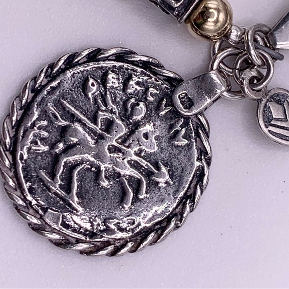 Silpada VERY RARE HTF Sterling & 14K Gold Filled Bead Roman Coin Charm Bracelet - Picture 10 of 15
